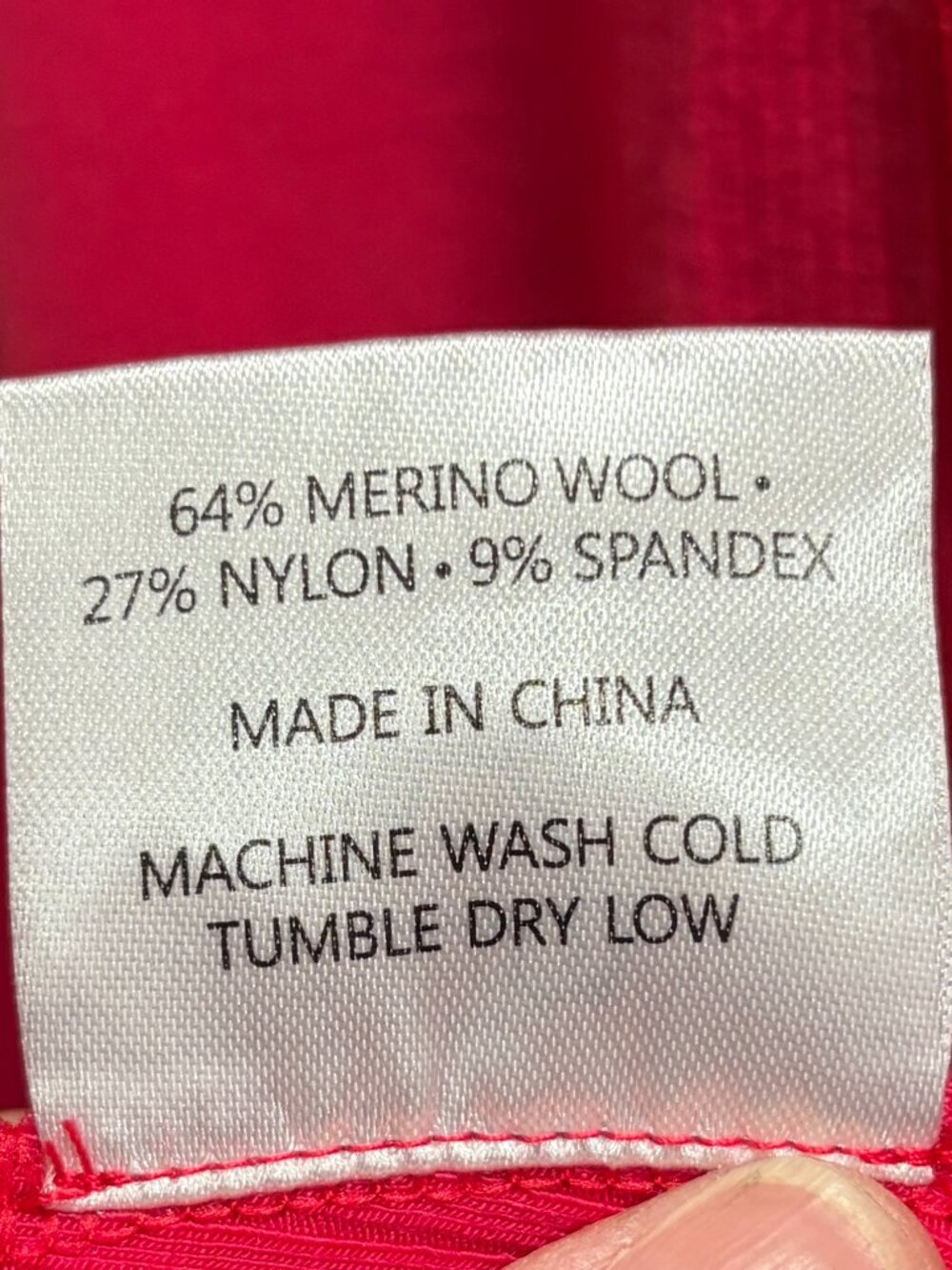 Woolx Harlowe Merino Wool Ribbed Midi Dress Red XL Pockets NWT - Picture 9 of 11